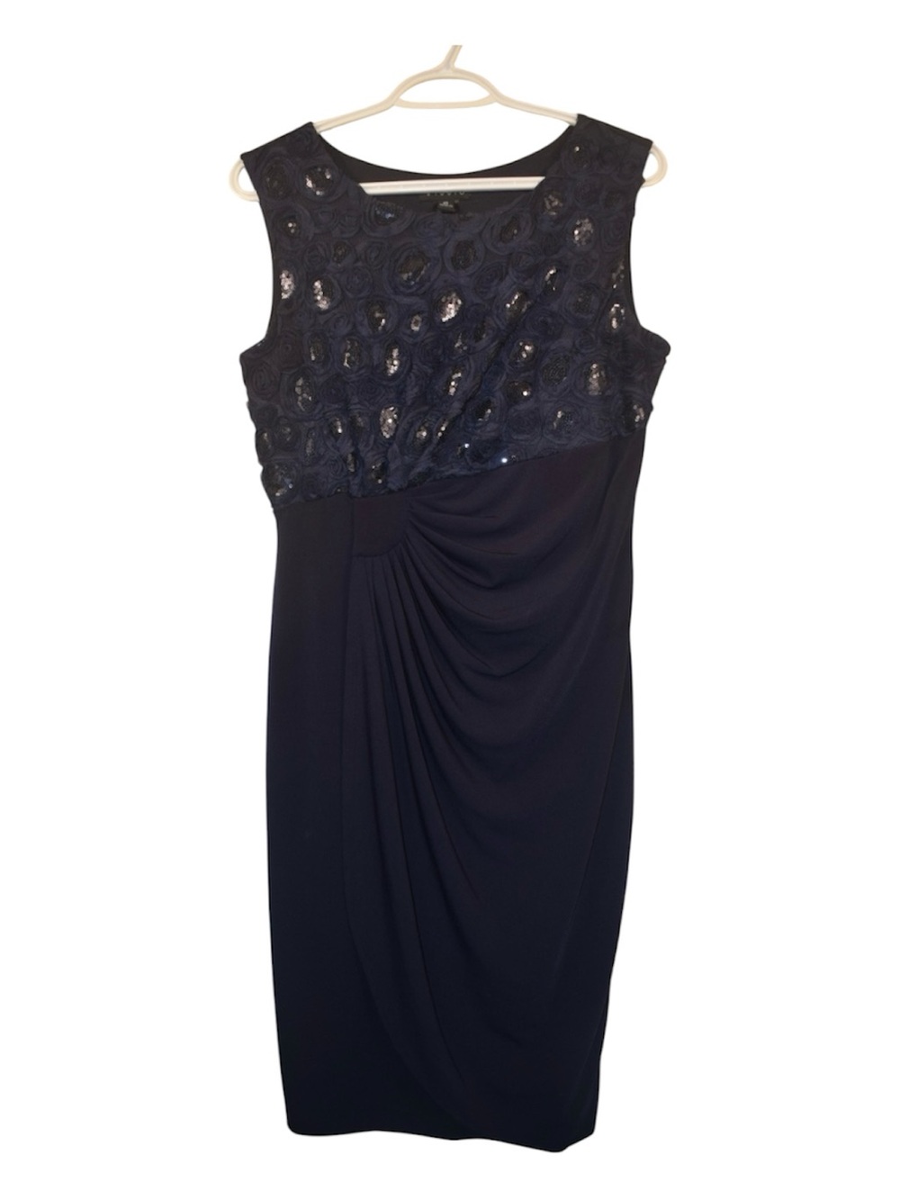 Enfocus Studio Navy Embellished Midi Sheath Dress